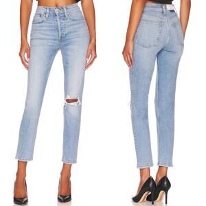 RE/DONE NWT 90s High-Rise Ankle Crop Jeans Worn Light Azure Women’s Size 29